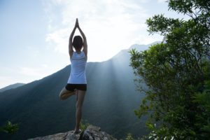 Yoga on mountain top